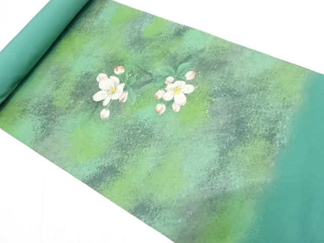 JAPANESE KIMONO / ANTIQUE BOLT FOR NAGOYA OBI / SILK / BRANCH FLOWER